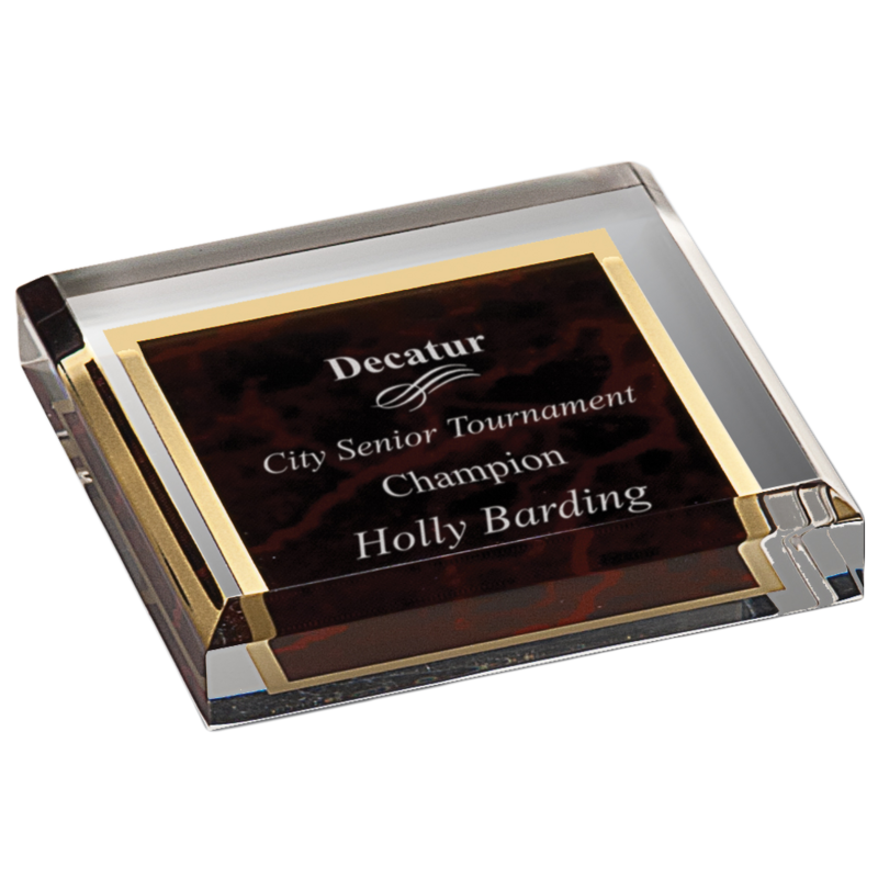 Designed Acrylic Paperweight (Red Marble)