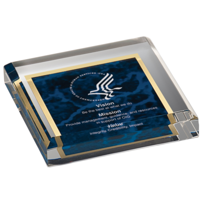 Designed Acrylic Paperweight (Blue Marble) Designed Acrylic Paperweight (Blue Marble)