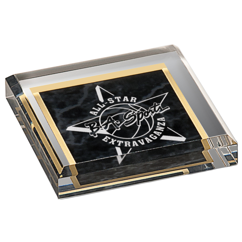 Designed Acrylic Paperweight (Black Marble)