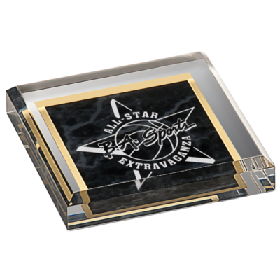 Designed Acrylic Paperweight (Black Marble) Designed Acrylic Paperweight (Black Marble)