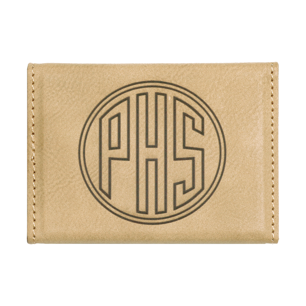 Leatherette Hard Business Card Holder (Light Brown)