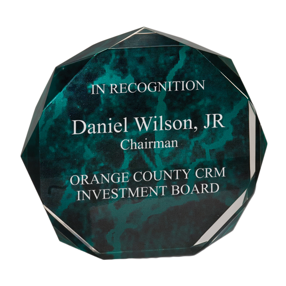 Marble Octagon Acrylic Award (Green Marble)