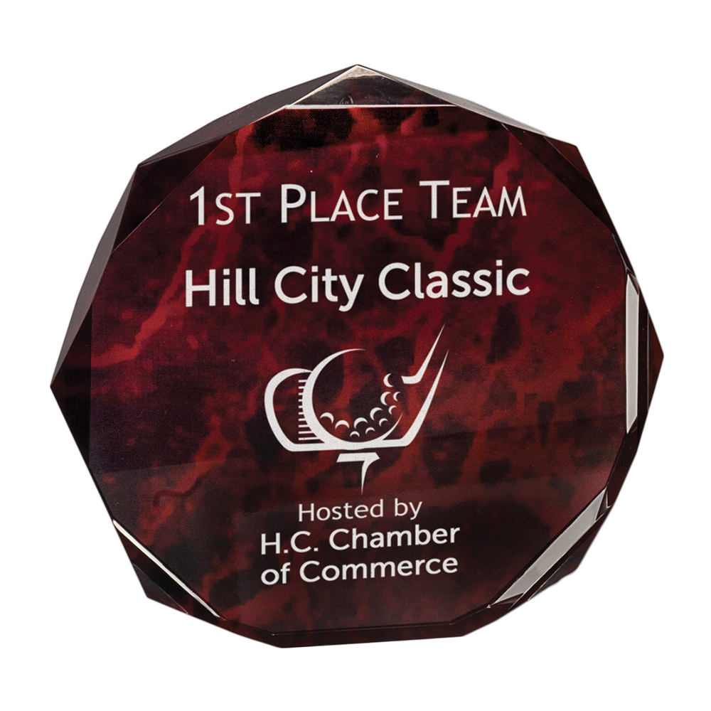 Marble Octagon Acrylic Award (Red Marble)