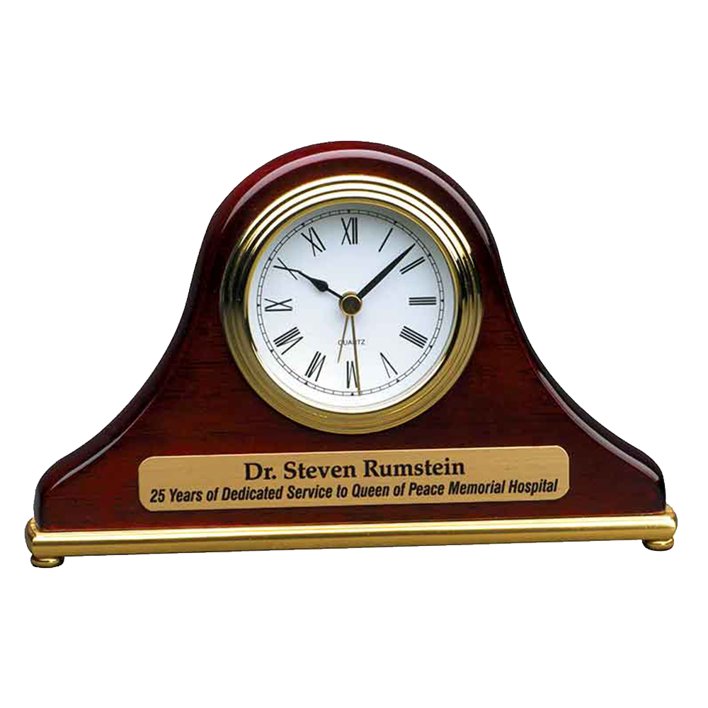 Piano Finish Mantel Clock (Rosewood & Gold)