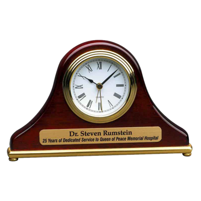 Piano Finish Mantel Clock (Rosewood & Gold)