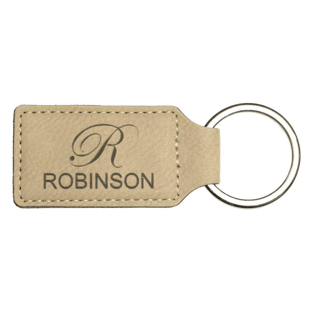 Rectangle Leatherette Keychain (Light Brown)