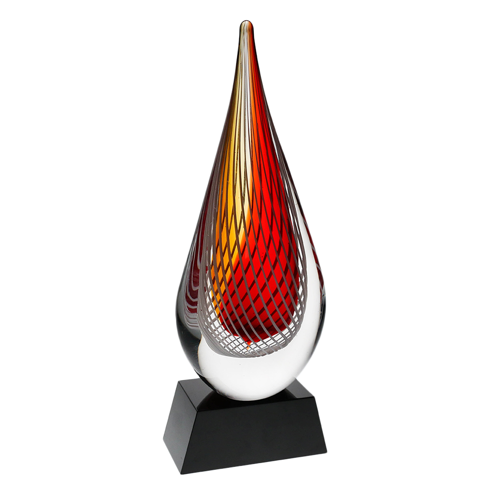 Red Swirl Art Glass (Black Base)
