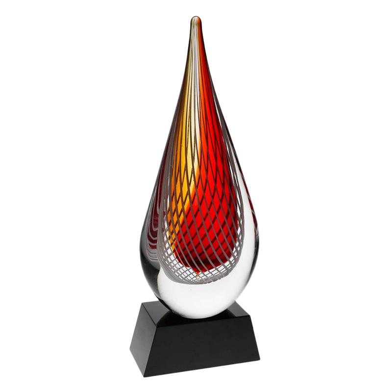 Red Swirl Art Glass (Black Base)