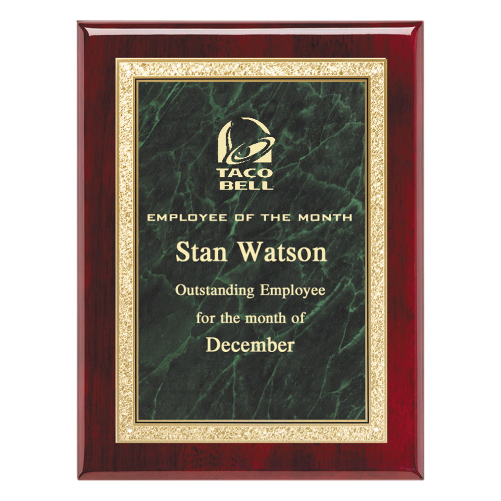 Rosewood Piano Finish Plaque With Brass Plate (Green)