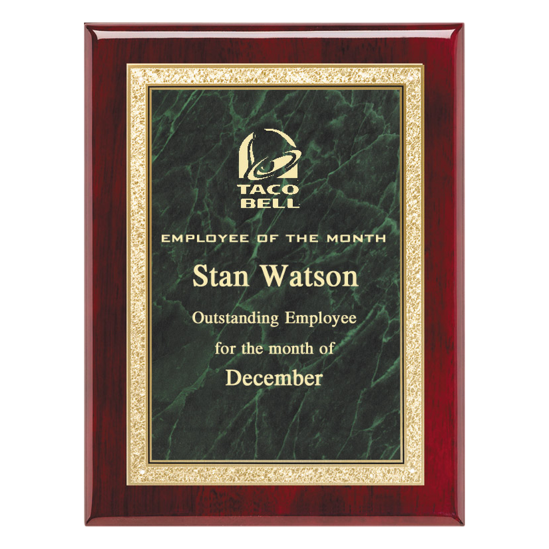 Rosewood Piano Finish Plaque With Brass Plate (Green)