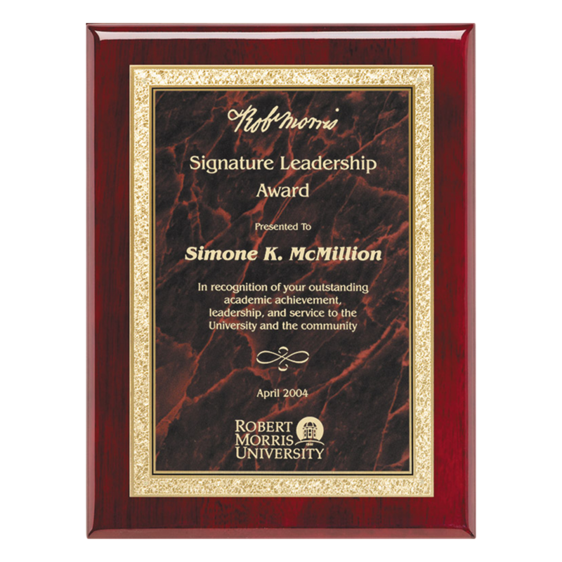 Rosewood Piano Finish Plaque With Brass Plate (Red)