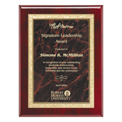 Rosewood Piano Finish Plaque With Brass Plate (Red) Rosewood Piano Finish Plaque With Brass Plate (Red)