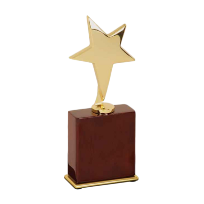 Star Award on Base (Gold & Rosewood)