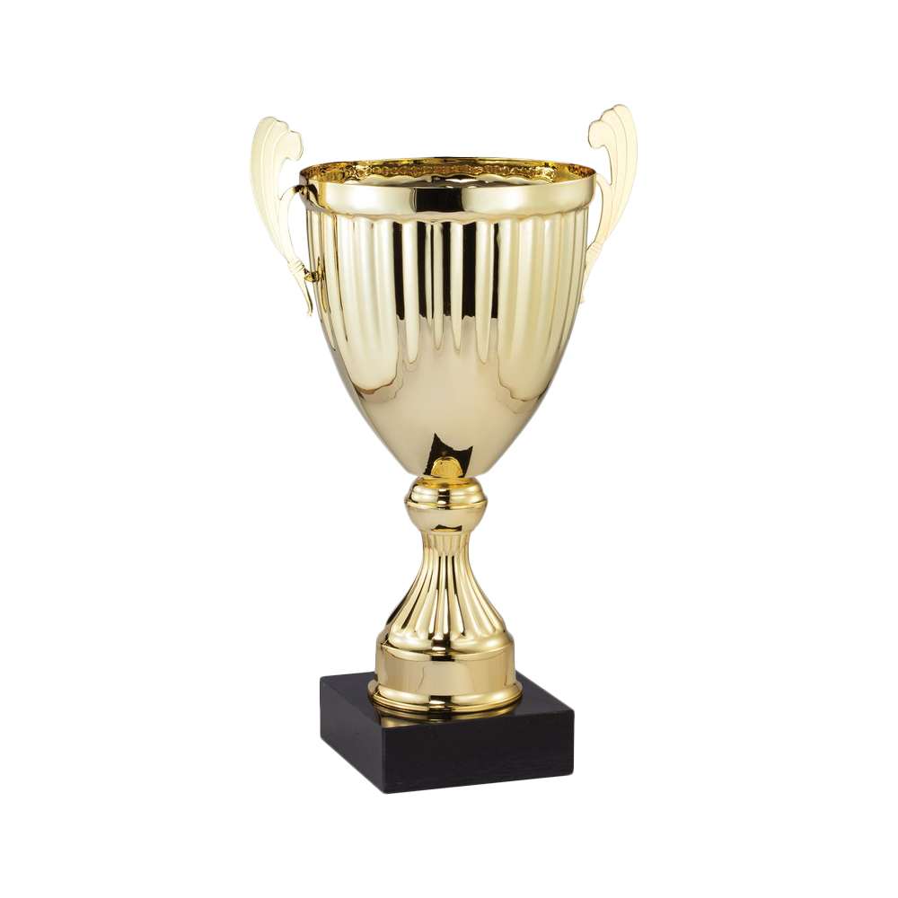 Gold Metal Cup with Plastic Stem on Black Marble Base (14")
