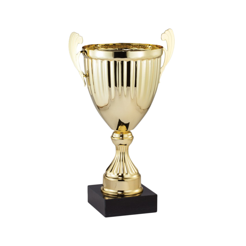 Gold Metal Cup with Plastic Stem on Black Marble Base (14")