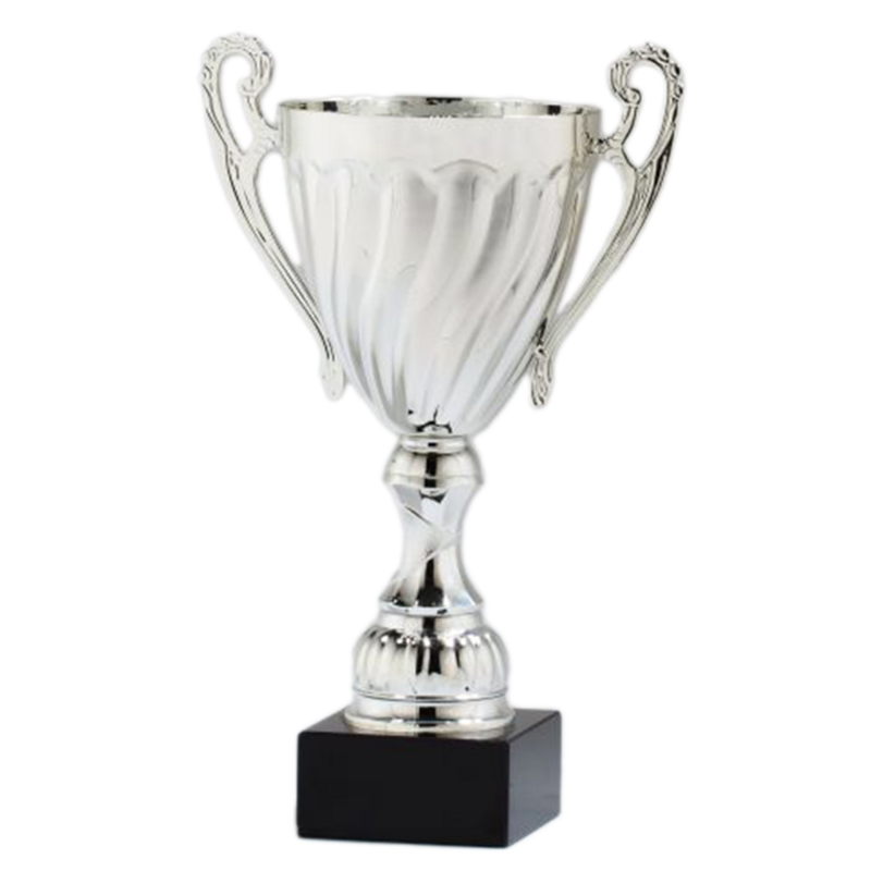 Silver Metal Cup with Plastic Stem on Black Marble Base (11.5")