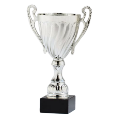 Silver Metal Cup with Plastic Stem on Black Marble Base (11.5 Silver Metal Cup with Plastic Stem on Black Marble Base (11.5")