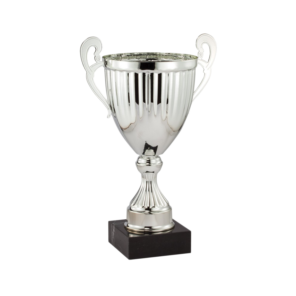Silver Metal Cup with Plastic Stem on Black Marble Base (14")