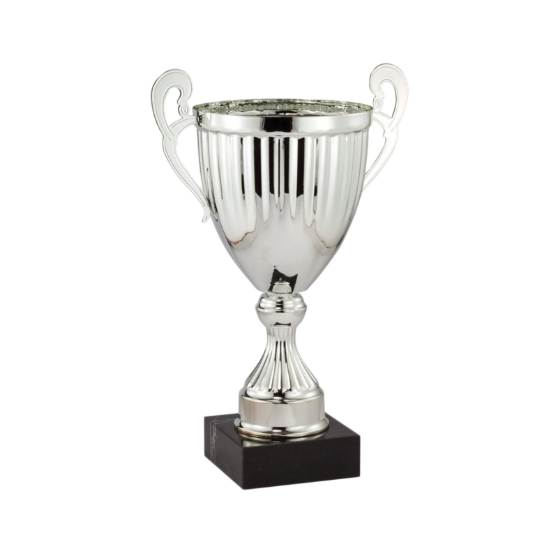 Silver Metal Cup with Plastic Stem on Black Marble Base (14")