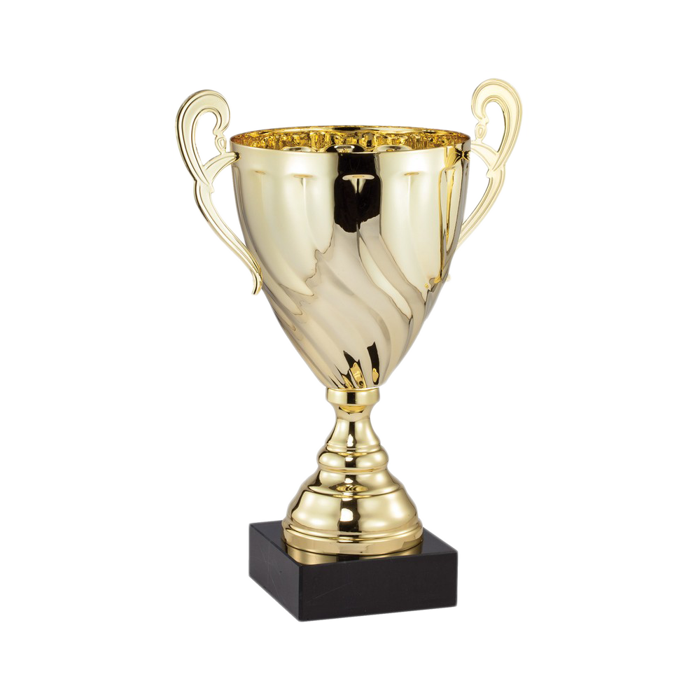 Gold Metal Cup with Metal Stem on Black Marble Base (16")