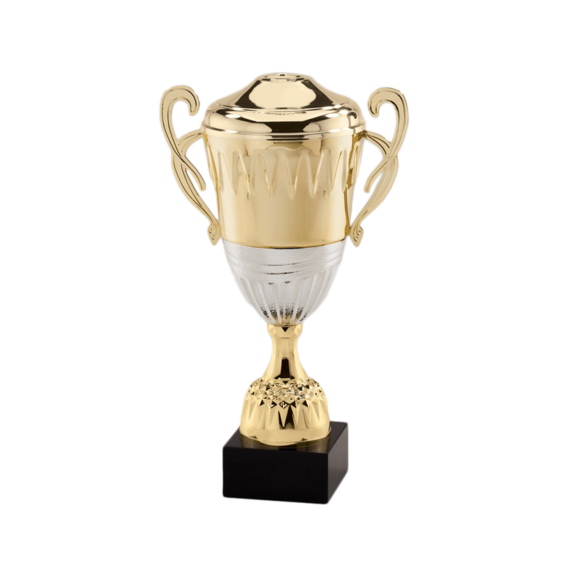 Gold and Silver Metal Trophy on Black Marble Base (14.75")