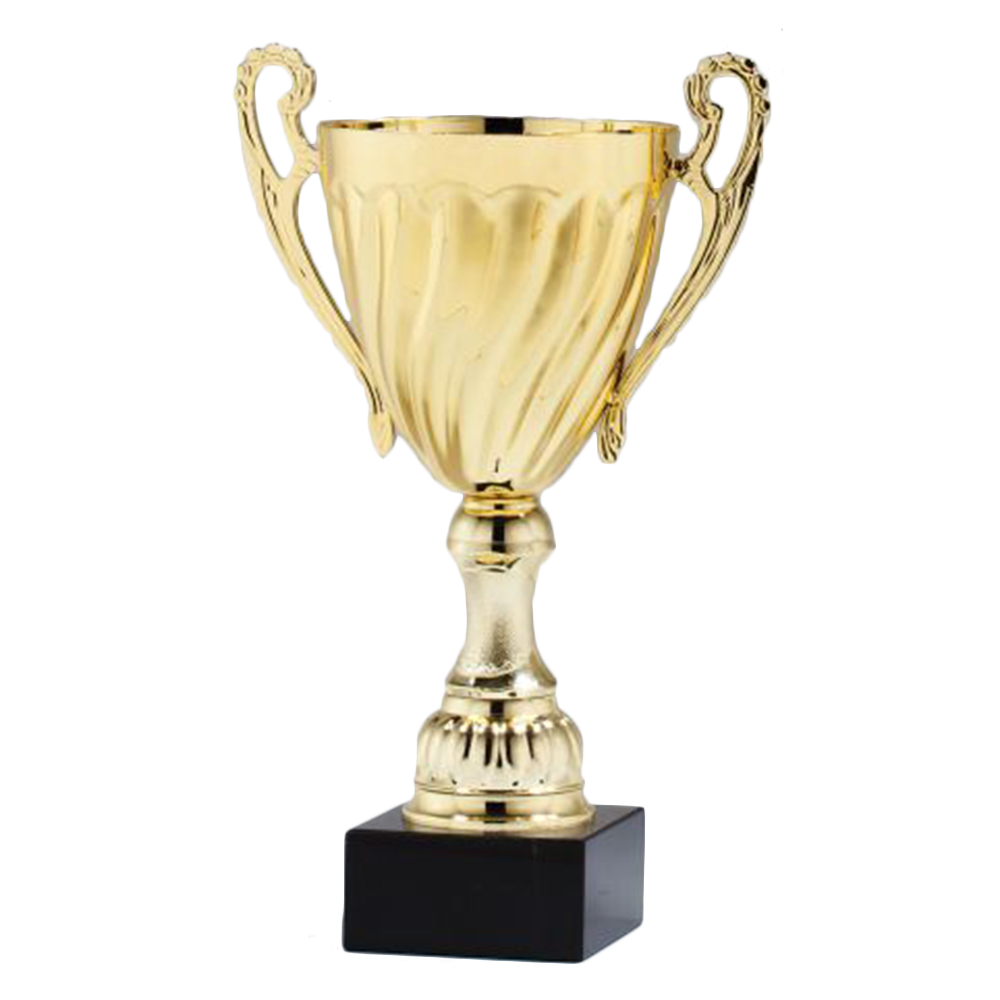 Gold Metal Cup with Plastic Stem on Black Marble Base (11.5")