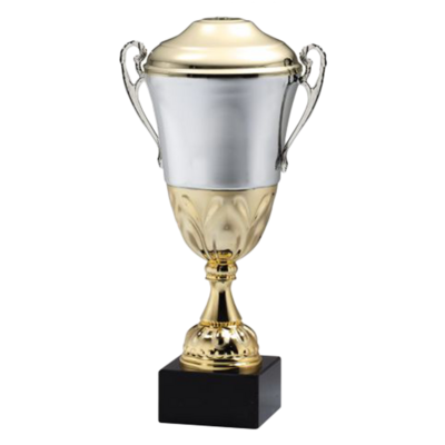 Gold and Silver Metal Cup on Black Marble Base (12 Gold and Silver Metal Cup on Black Marble Base (12")