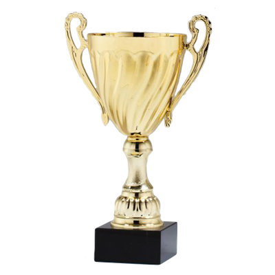 Gold Metal Cup with Plastic Stem on Black Marble Base (11.5")