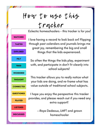 30 Day Homeschooling Tracker for eclectic homeschoolers