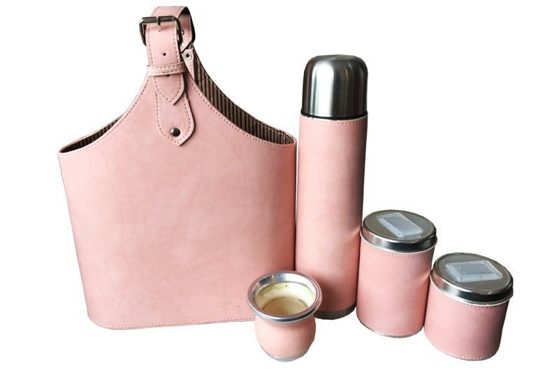 Set Matero Canasta Eco Cuero Rosa