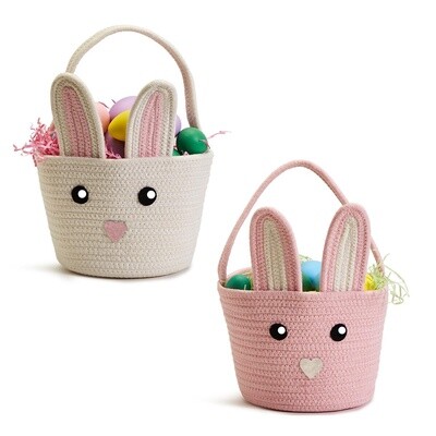 Hand-Crafted Bunny Baskets Asst/2 Clrs