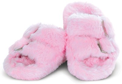 Pink Furry Strap Slippers