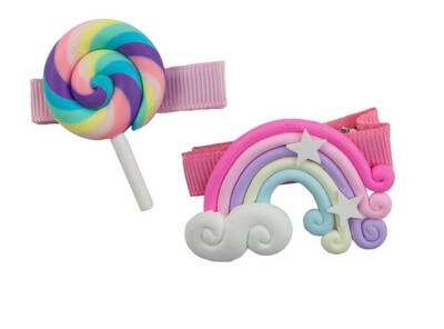Lollypop Rainbow Hairclips, 2pcs