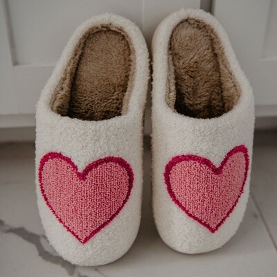 Pink Red heart Slippers