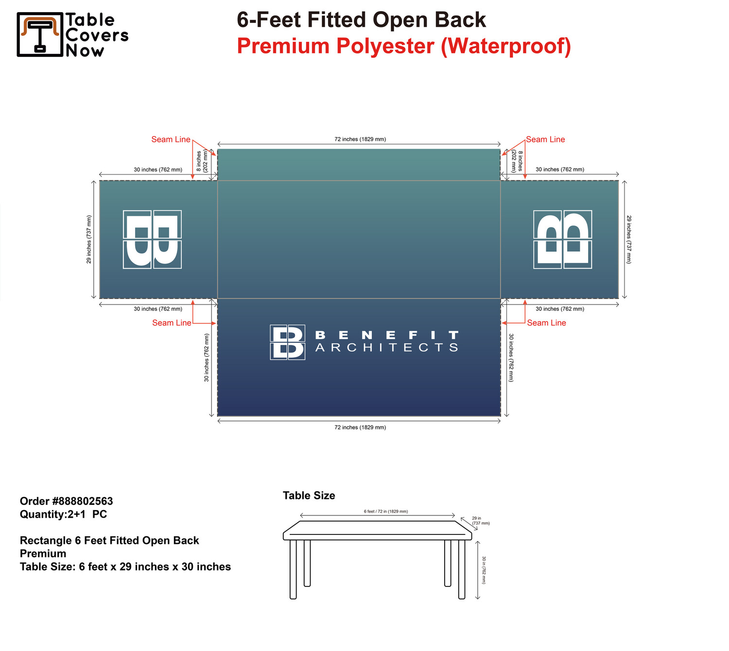 Table Cover  (6-Feet Fitted Open Back)