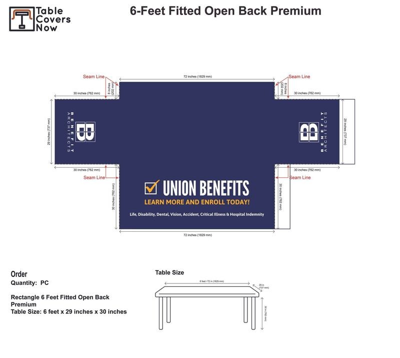 Union Benefits Table Cover (6-Feet Fitted Open Back)