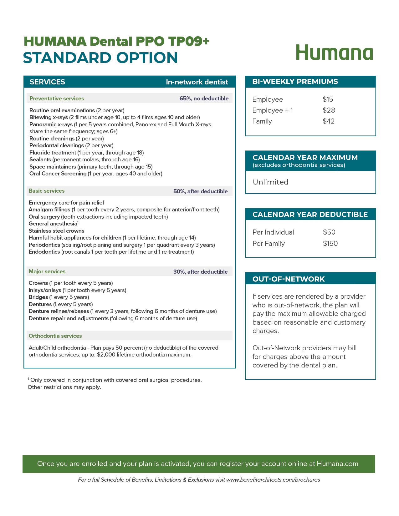 HUMANA Dental PPO TP09+ Standard Option Flyer