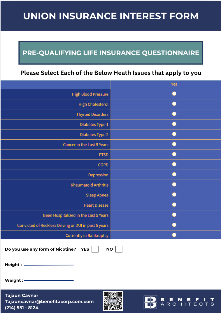 Union Interest Insurance Form