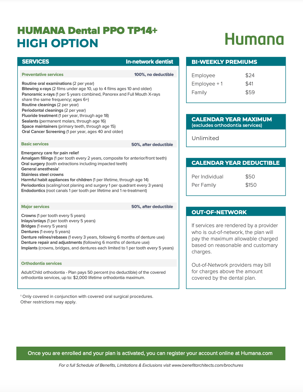 HUMANA Dental PPO TP14+ High Option Flyer