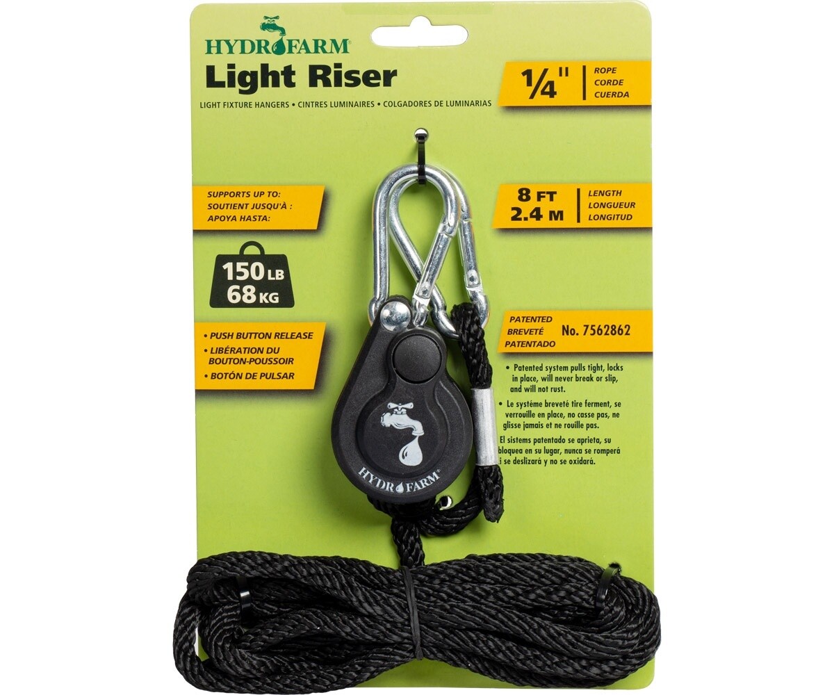 Hydrofarm Light Riser Hanging System w/Push Button Release, Size: 1/4&quot;