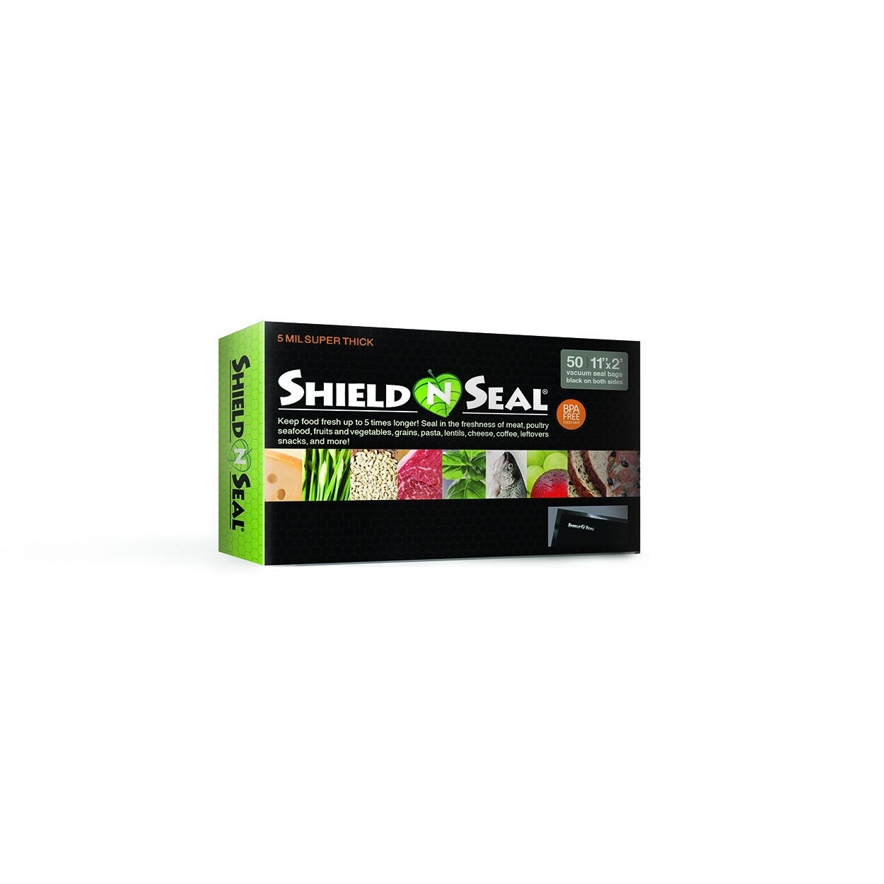 Shield and Seal Vacuum Sealer Bags, Color: Black on Both Sides, Bag Size: 11&quot; X 24&quot; PRECUT BAGS (50 count)