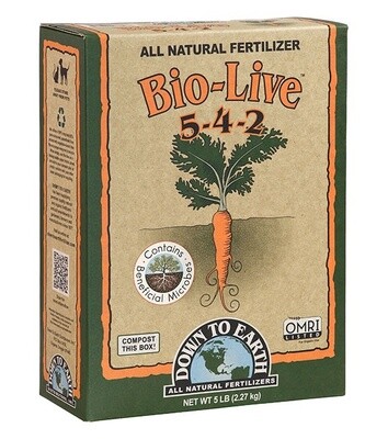 Down To Earth Bio-Live Fertilizer 5-4-2 w/ Mycorrhizal fungi, Weight: 5LB