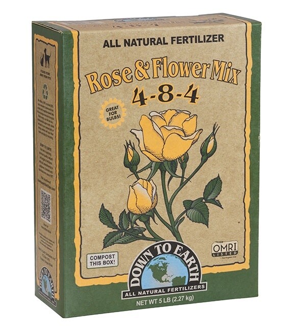 Down To Earth Rose &amp; Flower Mix Fertilizer 4-8-4, Weight: 5LB