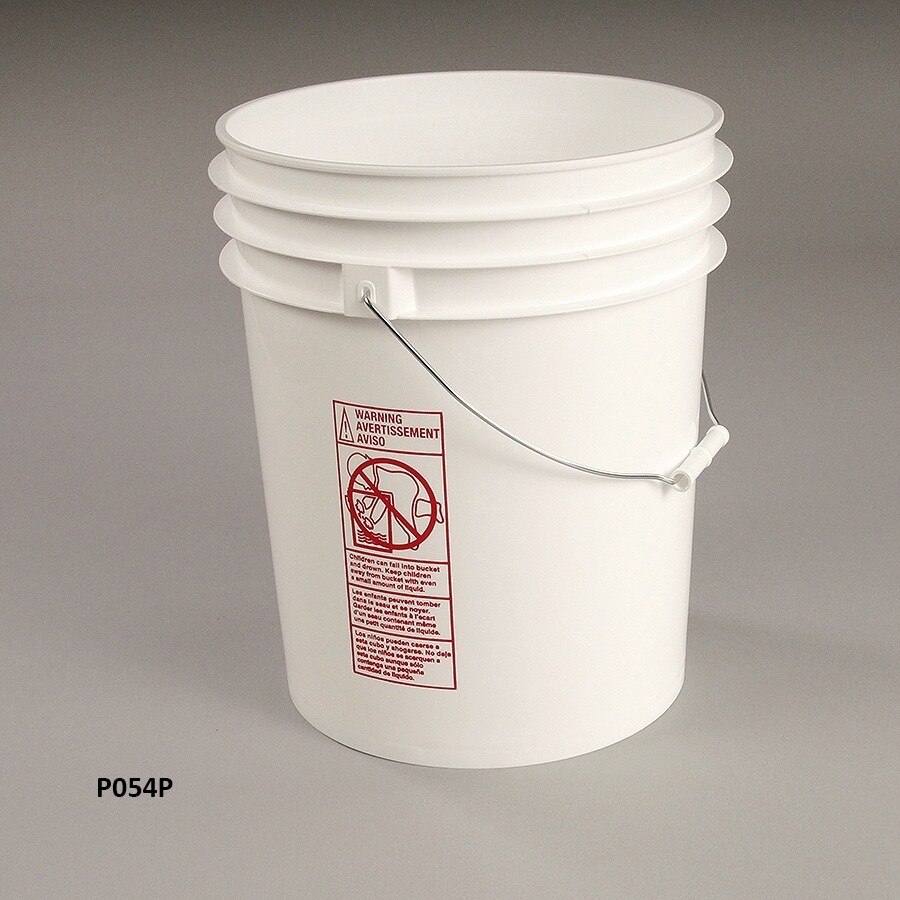Food Grade Bucket White, Size: 5 Gallon (75 mil PP)