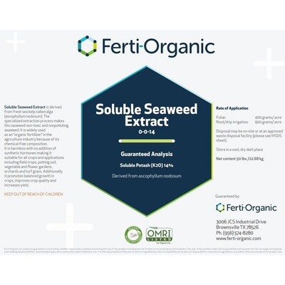 Ferti-Organic Soluble Seaweed Extract / Kelp 0-0-14 50LB Bag
