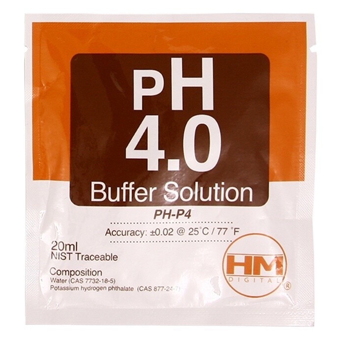 HM Digital pH 4.0 Buffer Solution, Quantity: 20 mL sachet