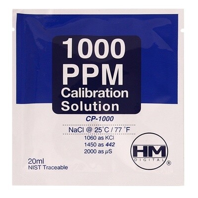 HM Digital TDS 1000 ppm Calibration Solution, Quantity: 20 mL sachet