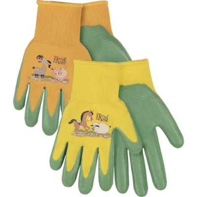 Kinco® Kids' Farm Friends™ Nylon Knit Shell & Foam Nitrile Palm