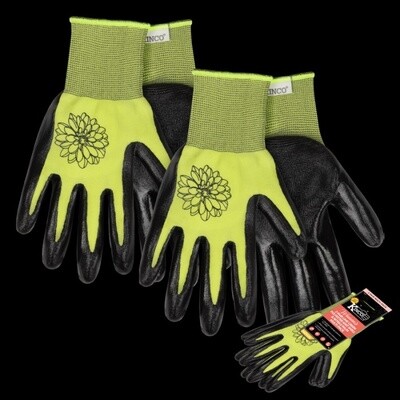 Kinco® 2-PAIR Women's Lime Green Polyester Knit Shell & Nitrile Palm Multi-Pack