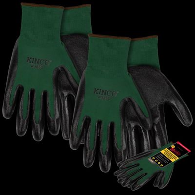 Kinco® 2-PAIR Dark Green Polyester Knit Shell &amp; Nitrile Palm